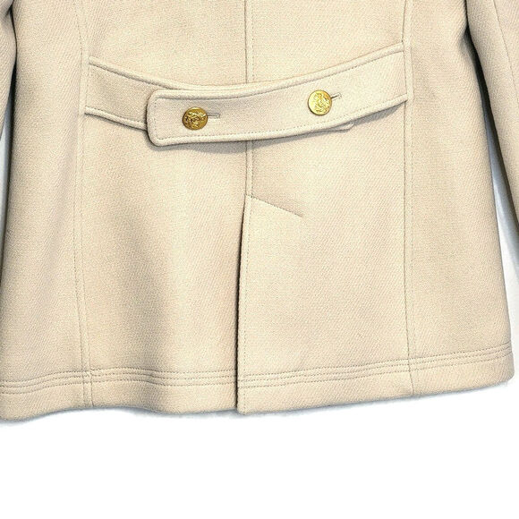 J.Crew Stadium Cloth Wool Cream Peacoat Double Breasted Classic Winter Coat 10T - Picture 13 of 16